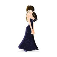 cartoon pretty woman in dress N15