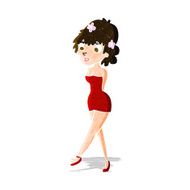 cartoon woman posing in dress N10