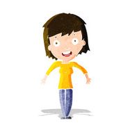 cartoon woman shrugging shoulders N142