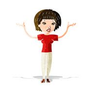 cartoon woman shrugging shoulders N145