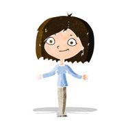 cartoon woman shrugging shoulders N146