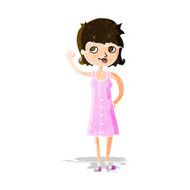 cartoon pretty woman waving N26