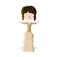 cartoon worried victorian woman N3