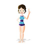 cartoon woman in striped swimsuit N3