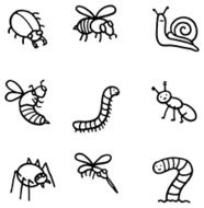 bug doodle icon set
