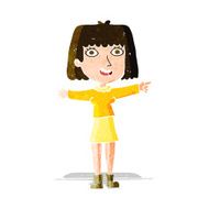 cartoon happy woman pointing N19