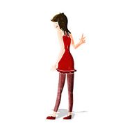 Cartoon Woman Waving N96