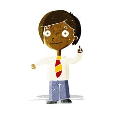 cartoon school boy answering question N9