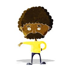 cartoon man with mustache making camp gesture N2