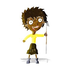 cartoon crazy woman with spear N2