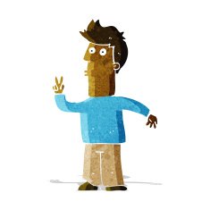 cartoon man signaling with hand N2