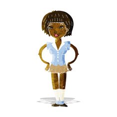 cartoon woman with hands on hips N34
