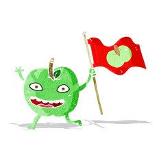cartoon apple with flag N2