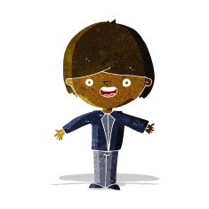 cartoon happy boy with open arms N4