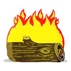 cartoon burning log