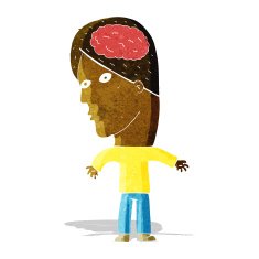 cartoon man with brain symbol N4