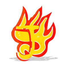 cartoon flaming letter N10