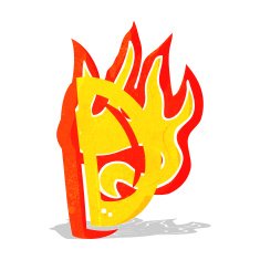 cartoon flaming letter N16