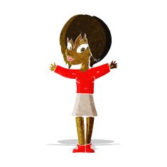 cartoon woman with open arms N17