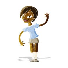 Cartoon Girl Waving N7