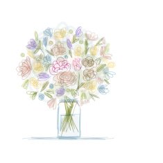 Floral bouquet in jar sketch for your design N2