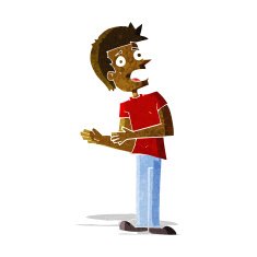 cartoon man making excuses N2