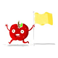 cartoon funny apple with flag N2