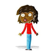 cartoon girl shrugging shoulders N6