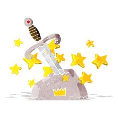 cartoon magical sword in stone