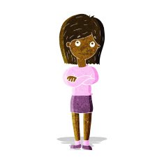 cartoon friendly girl rolling eyes N2