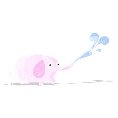 cartoon funny little elephant squirting water