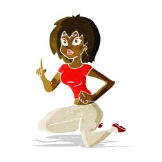 cartoon sitting woman with idea N2