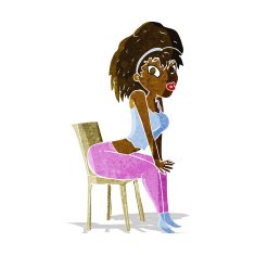 cartoon woman posing on chair N7