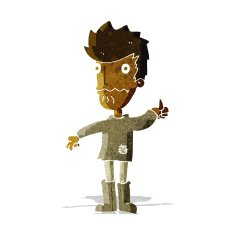 cartoon worried man giving thumbs up symbol