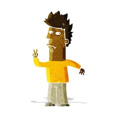 Cartoon Man Giving Peace Sign N12