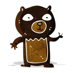 cartoon waving black bear cub N7