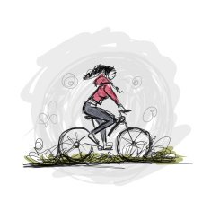 Girl cycling sketch for your design