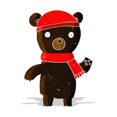 cartoon waving black bear N10