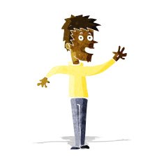 cartoon happy boy waving N4