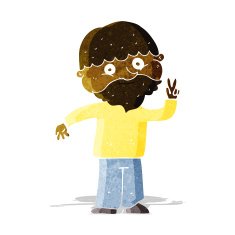 Cartoon Man Giving Peace Sign N13