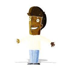 cartoon grining man with open arms N2