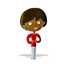 cartoon woman making Who Me? gesture N8