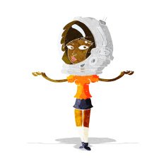 cartoon woman wearing space helmet N3