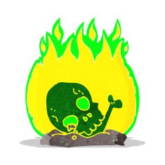 cartoon burning old bones