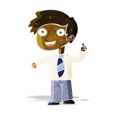 cartoon school boy with idea N8