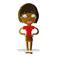 cartoon worried woman N16