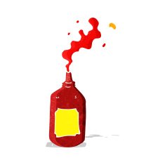 cartoon squirting ketchup bottle