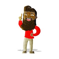 cartoon happy bearded man with idea N2