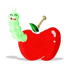 cartoon bug eating apple N3