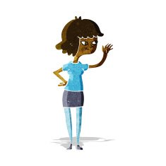 cartoon friendly girl waving N2